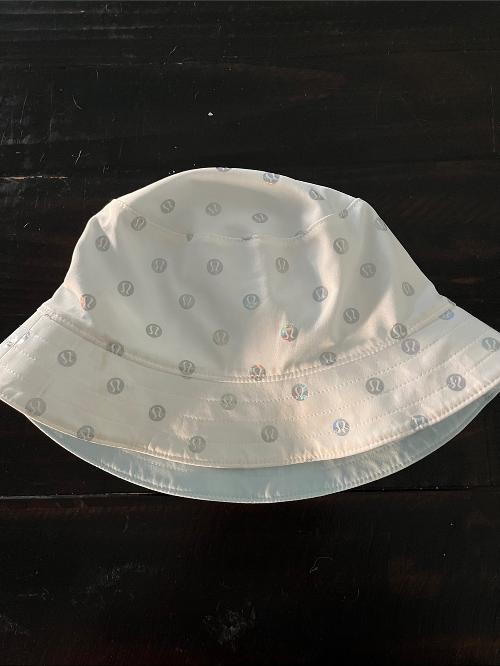 lululemon athletica Kids White Bucket Hat with Subtle Logo Pattern
